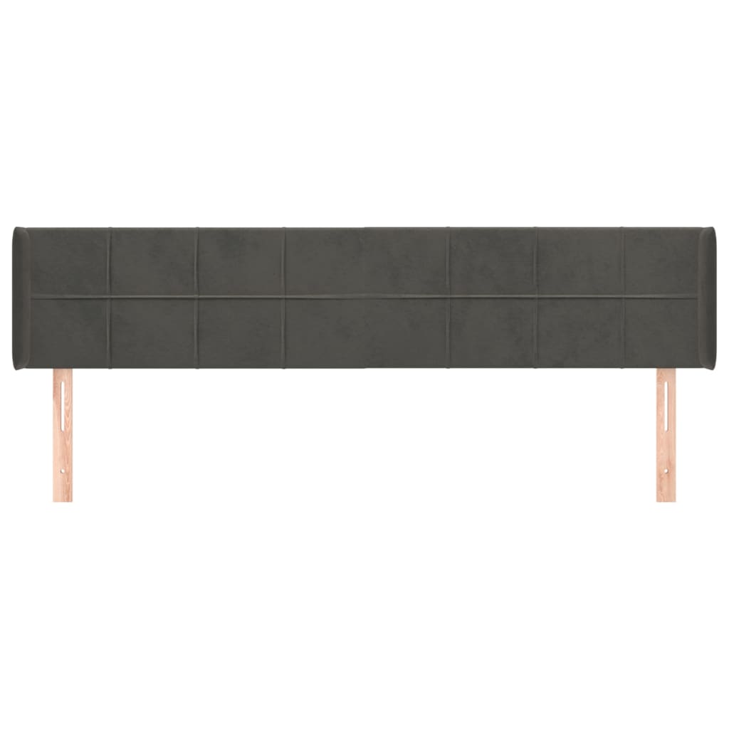 Hoofdbord Met Randen Fluweel 183 x 16 x 78/88 cm Donkergrijs