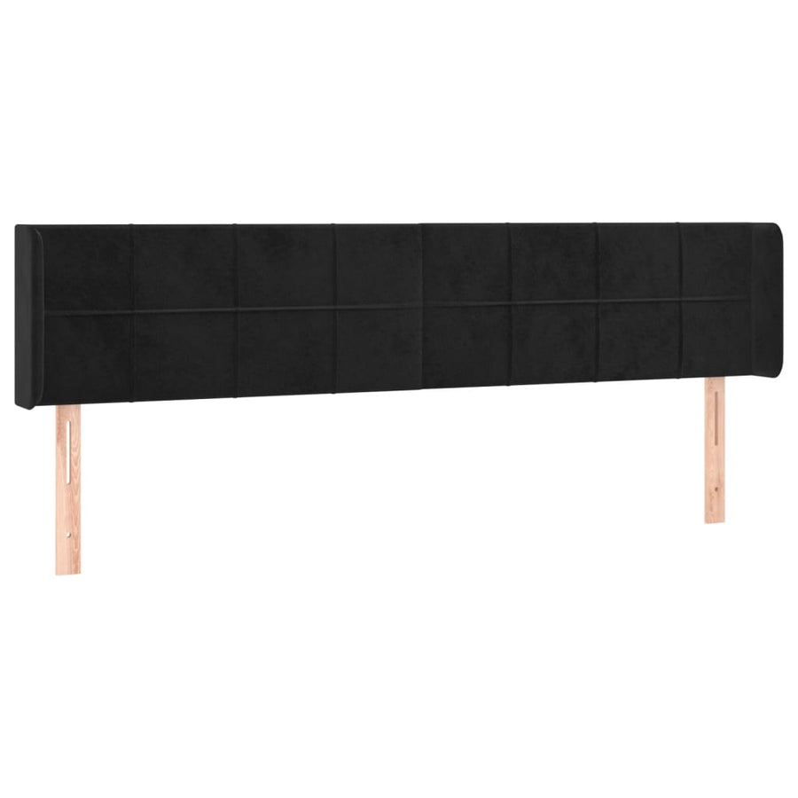 Hoofdbord Met Randen Fluweel 183 x 16 x 78/88 cm Zwart