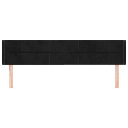 Hoofdbord Met Randen Fluweel 183 x 16 x 78/88 cm Zwart
