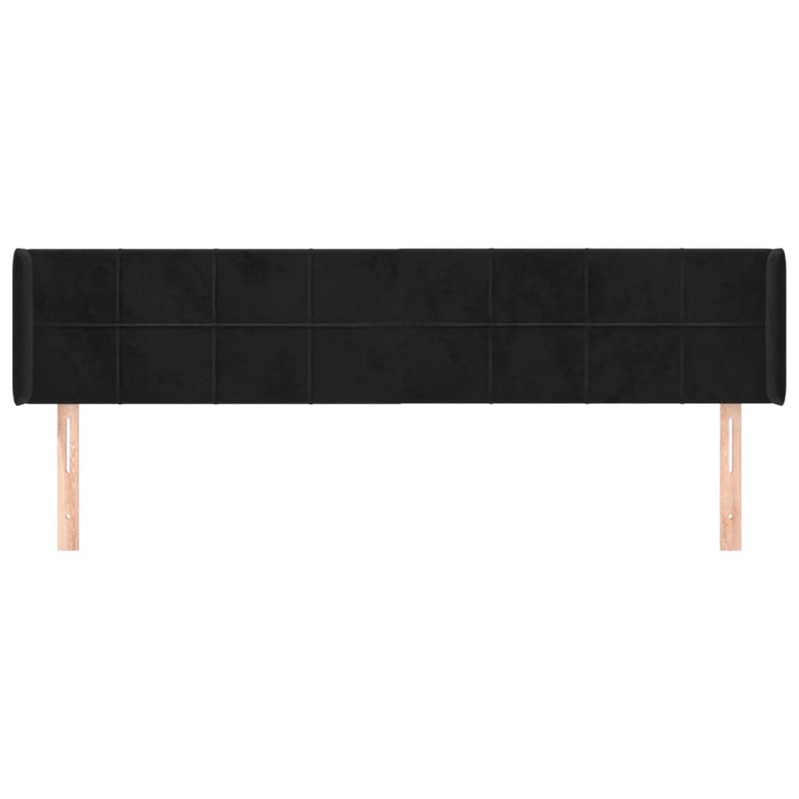 Hoofdbord Met Randen Fluweel 183 x 16 x 78/88 cm Zwart
