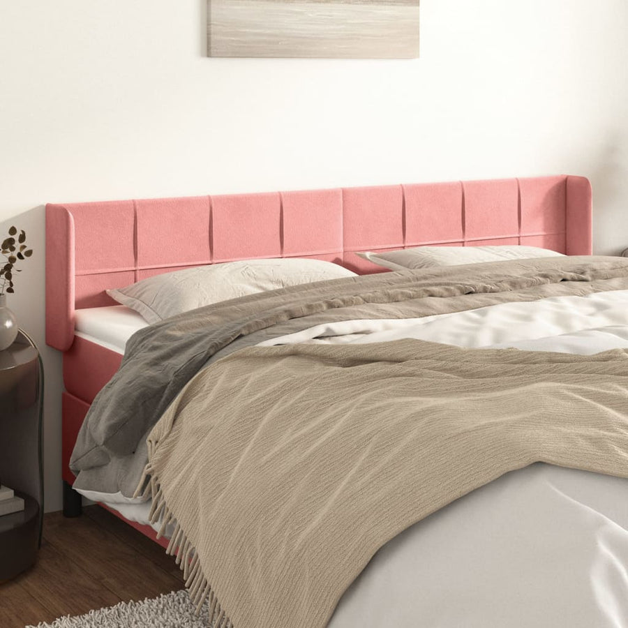 Hoofdbord Met Randen Fluweel 183 x 16 x 78/88 cm Roze