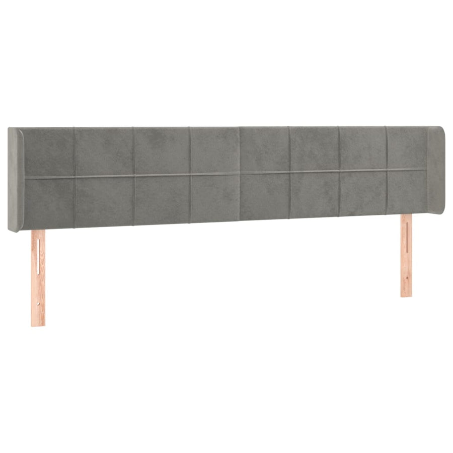 Hoofdbord Met Randen Fluweel 203 x 16 x 78/88 cm Lichtgrijs