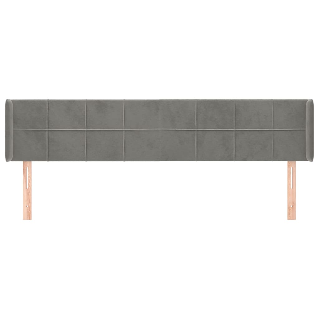 Hoofdbord Met Randen Fluweel 203 x 16 x 78/88 cm Lichtgrijs