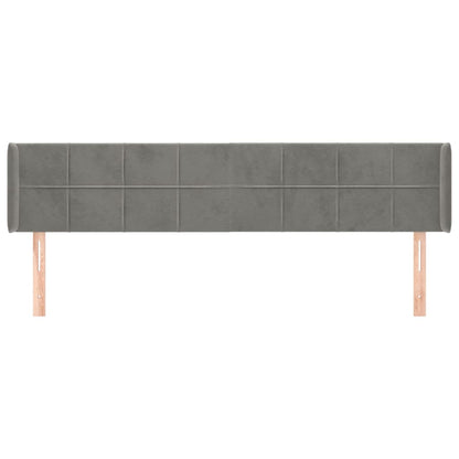 Hoofdbord Met Randen Fluweel 203 x 16 x 78/88 cm Lichtgrijs