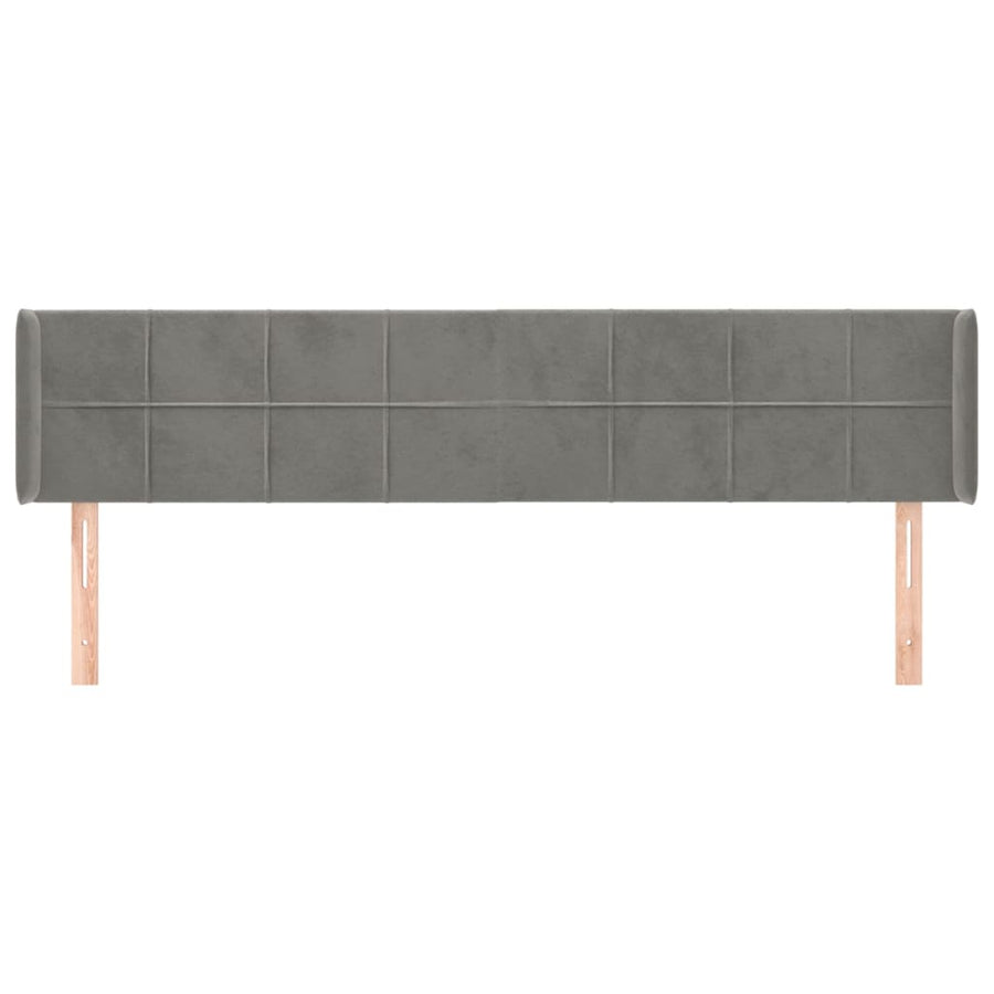 Hoofdbord Met Randen Fluweel 203 x 16 x 78/88 cm Lichtgrijs