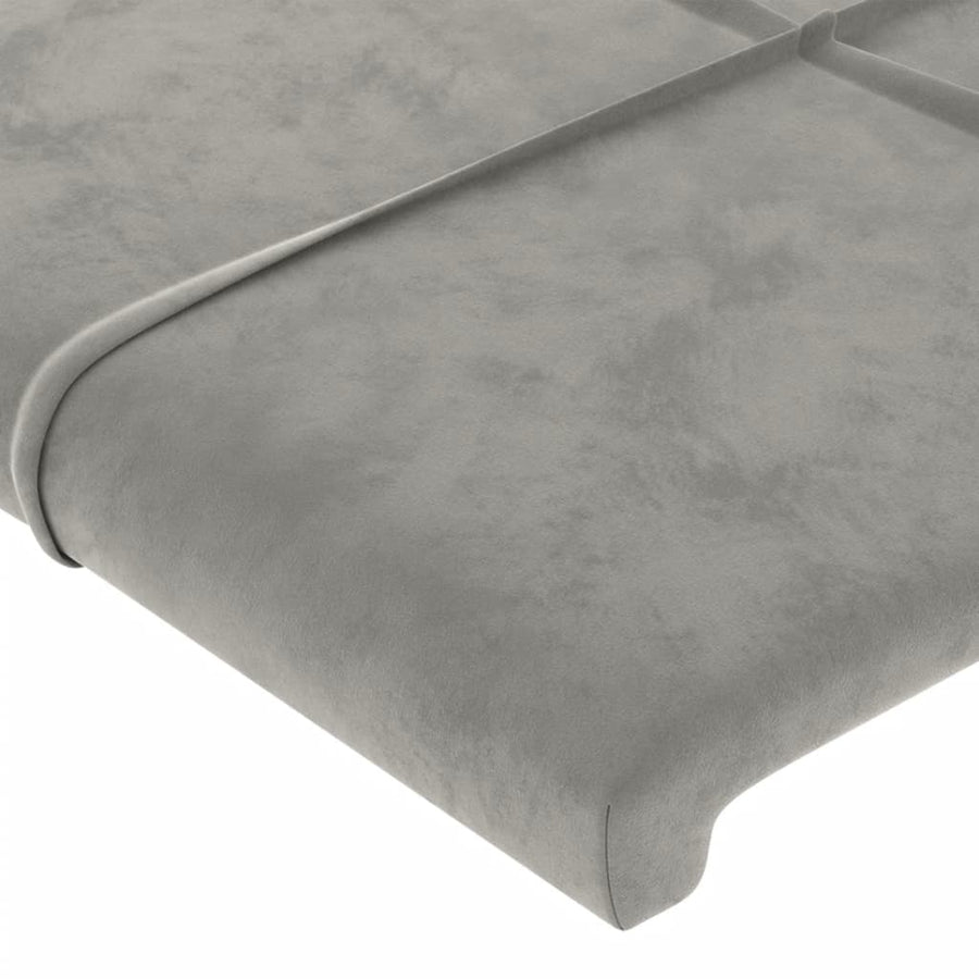 Hoofdbord Met Randen Fluweel 203 x 16 x 78/88 cm Lichtgrijs