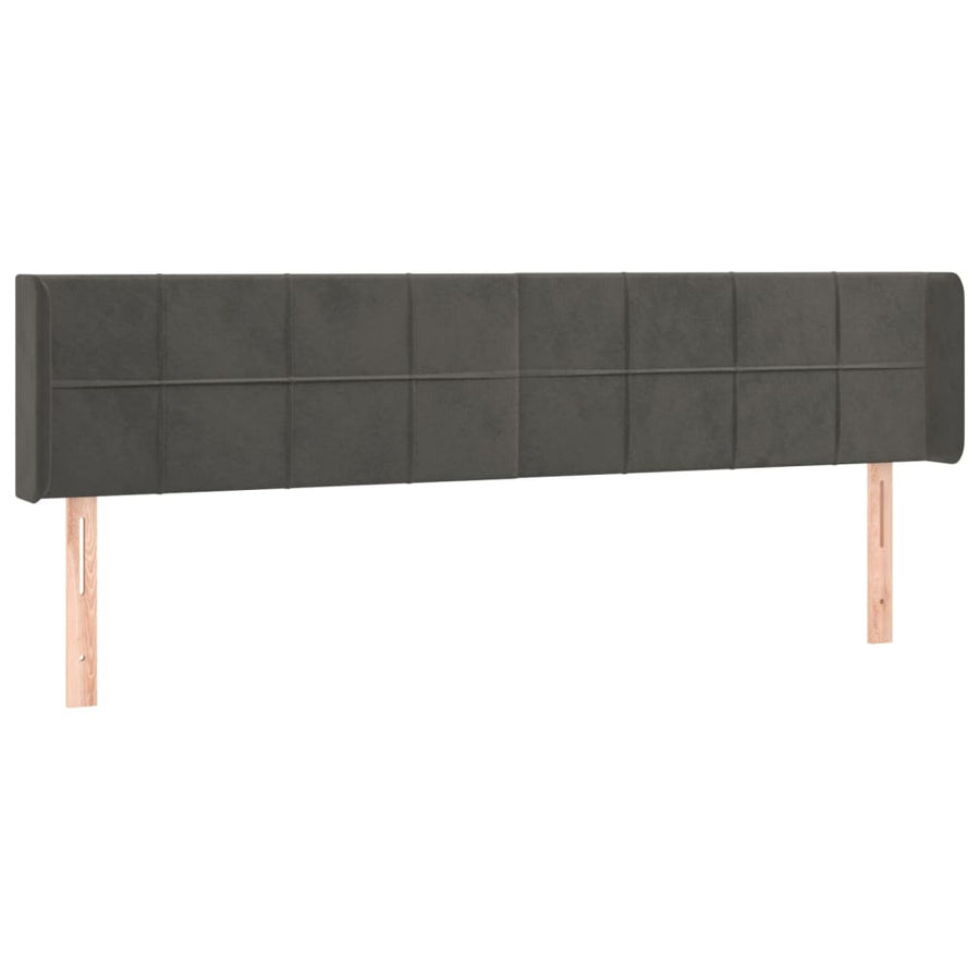Hoofdbord Met Randen Fluweel 203 x 16 x 78/88 cm Donkergrijs