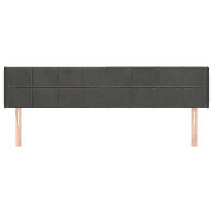 Hoofdbord Met Randen Fluweel 203 x 16 x 78/88 cm Donkergrijs