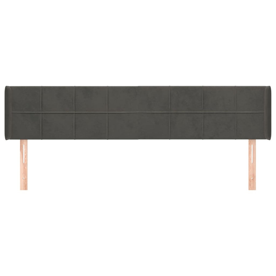 Hoofdbord Met Randen Fluweel 203 x 16 x 78/88 cm Donkergrijs