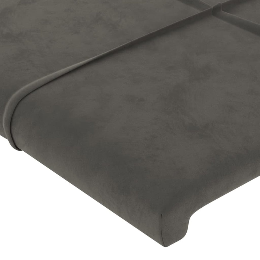 Hoofdbord Met Randen Fluweel 203 x 16 x 78/88 cm Donkergrijs