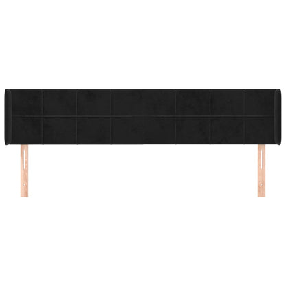 Hoofdbord Met Randen Fluweel 203 x 16 x 78/88 cm Zwart
