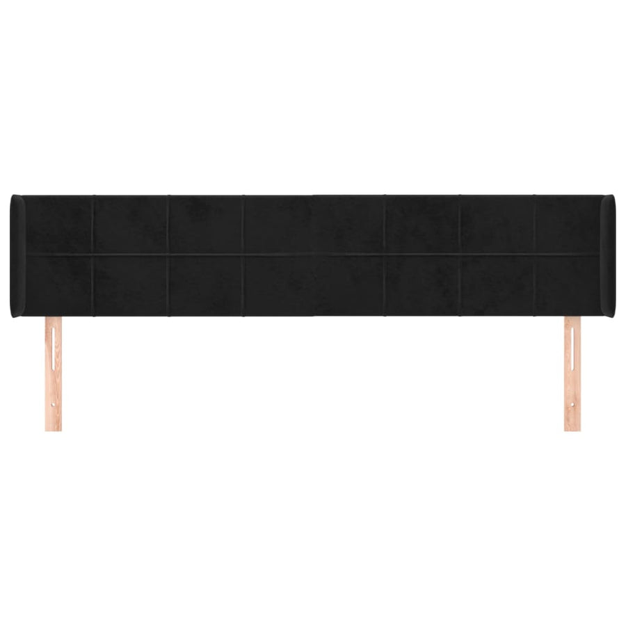 Hoofdbord Met Randen Fluweel 203 x 16 x 78/88 cm Zwart