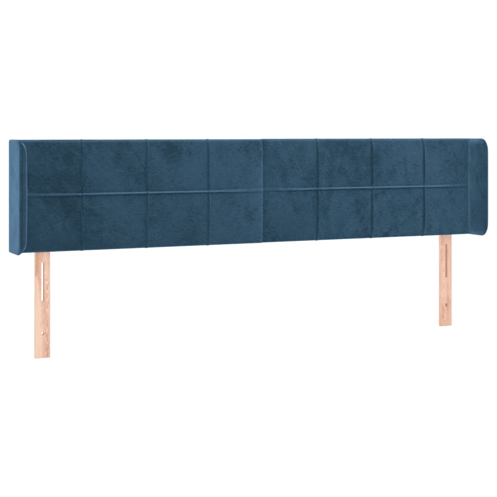 Hoofdbord Met Randen Fluweel 203 x 16 x 78/88 cm Donkerblauw