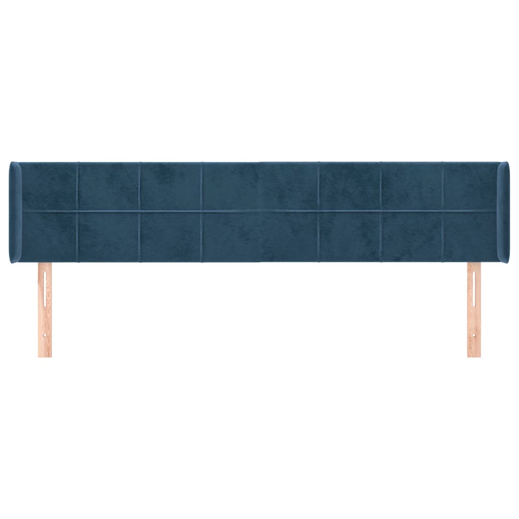 Hoofdbord Met Randen Fluweel 203 x 16 x 78/88 cm Donkerblauw