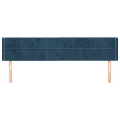 Hoofdbord Met Randen Fluweel 203 x 16 x 78/88 cm Donkerblauw