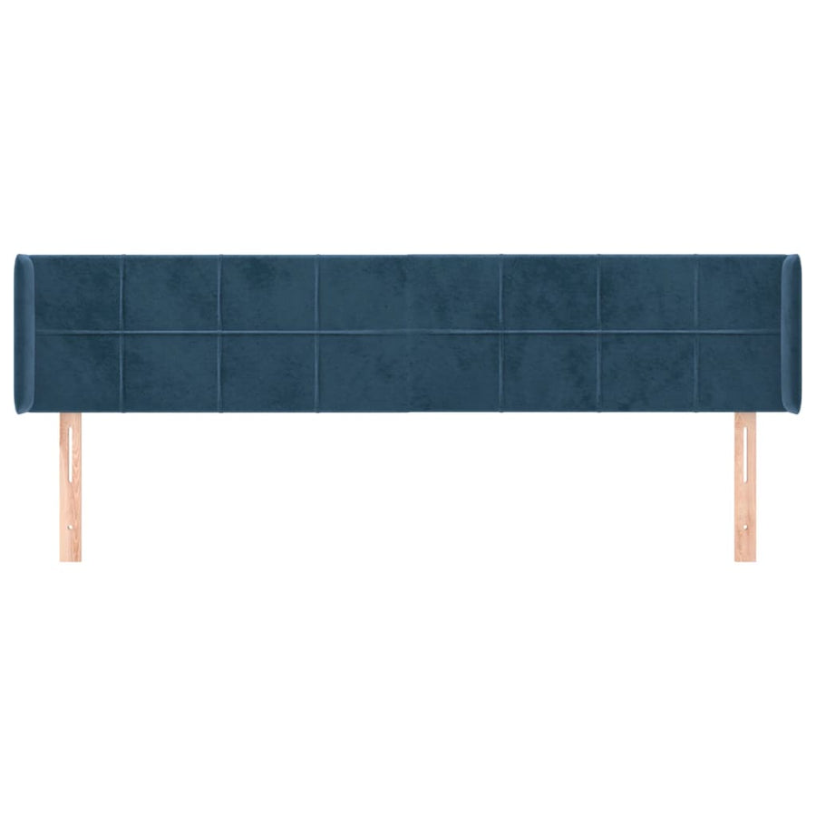 Hoofdbord Met Randen Fluweel 203 x 16 x 78/88 cm Donkerblauw
