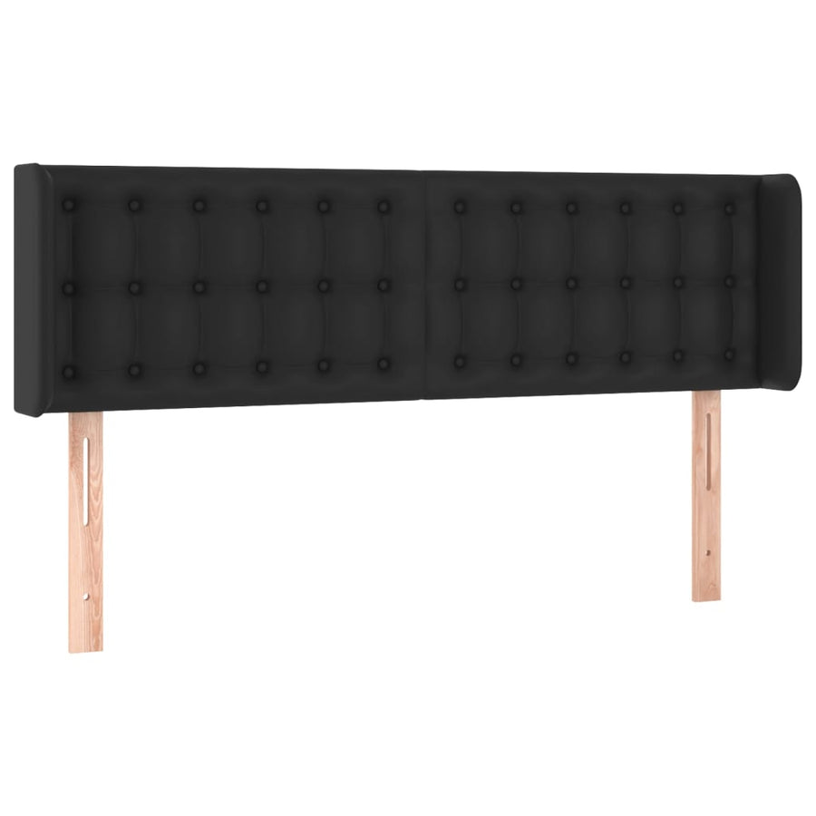 Hoofdbord Met Randen Kunstleer 147 x 16 x 78/88 cm Zwart