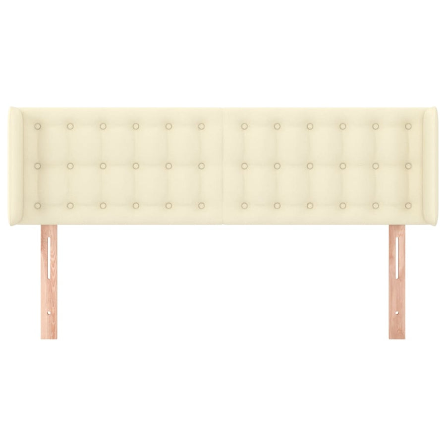 Hoofdbord Met Randen Kunstleer Kleurig 147 x 16 x 78/88 cm Crème