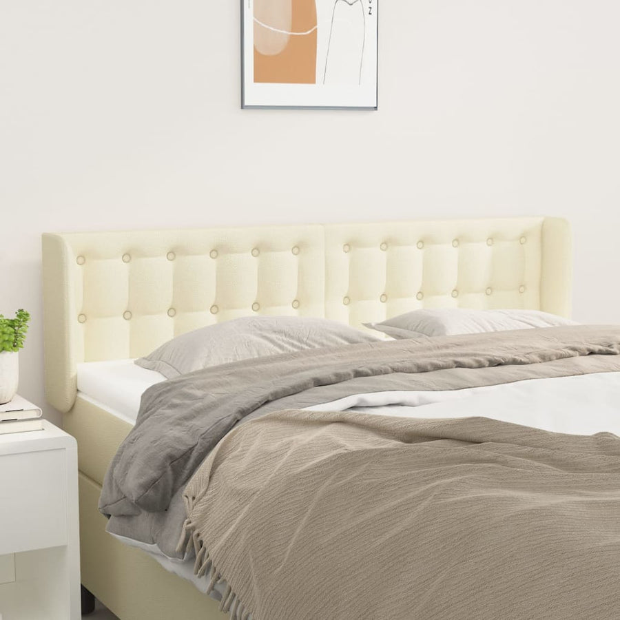 Hoofdbord Met Randen Kunstleer Kleurig 147 x 16 x 78/88 cm Crème