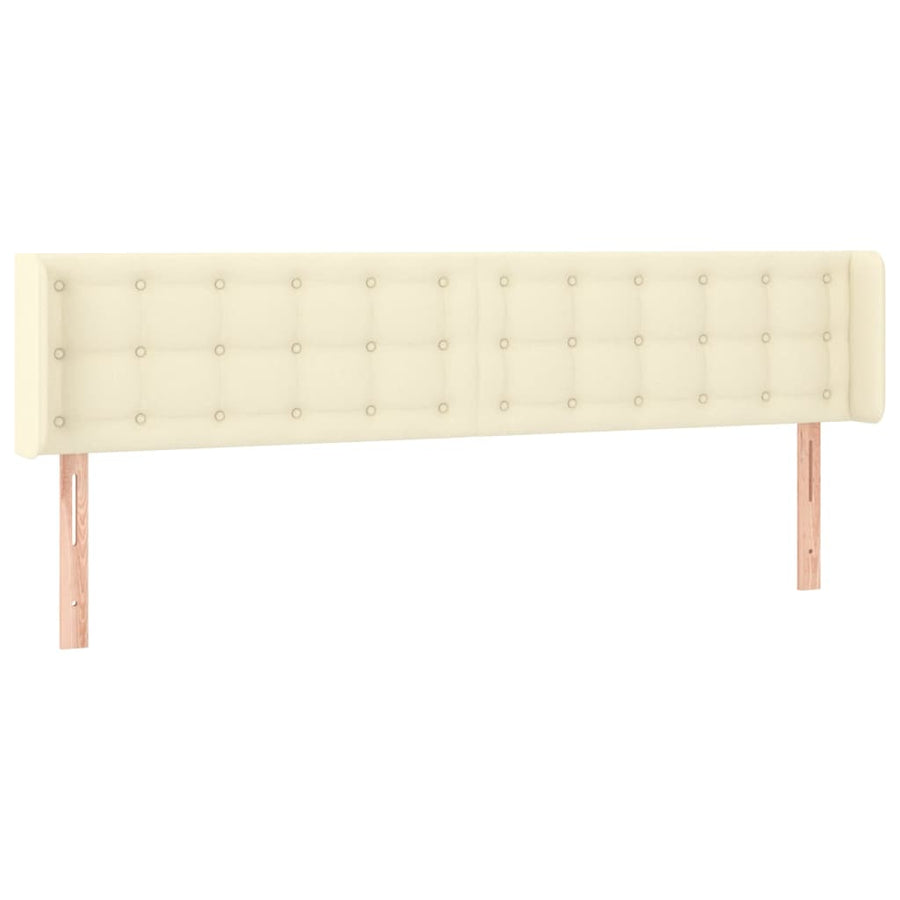 Hoofdbord Met Randen Kunstleer Kleurig 163 x 16 x 78/88 cm Crème