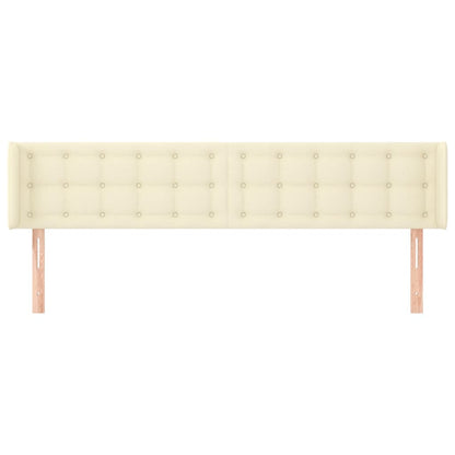 Hoofdbord Met Randen Kunstleer Kleurig 163 x 16 x 78/88 cm Crème