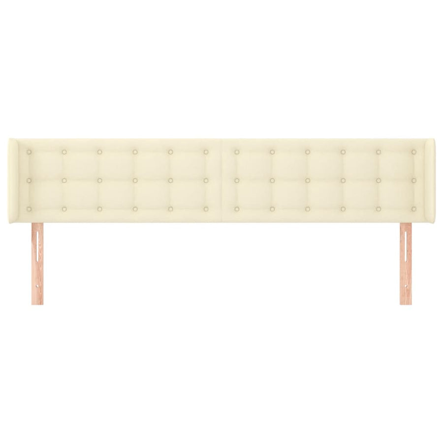 Hoofdbord Met Randen Kunstleer Kleurig 163 x 16 x 78/88 cm Crème