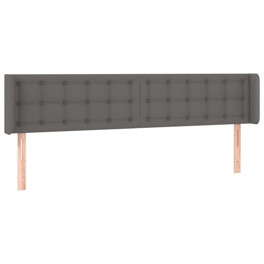 Hoofdbord Met Randen Kunstleer 163 x 16 x 78/88 cm Grijs