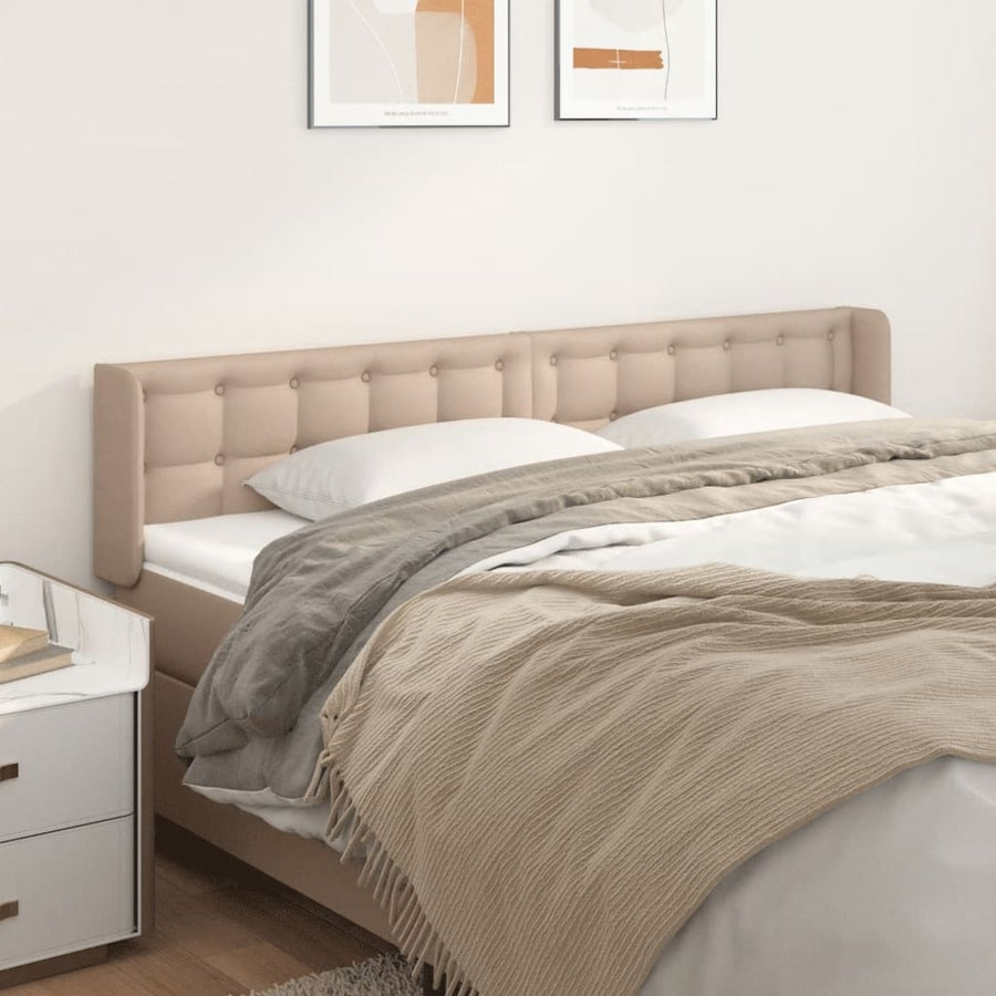 Hoofdbord met randen 163x16x78/88 cm kunstleer cappuccinokleur