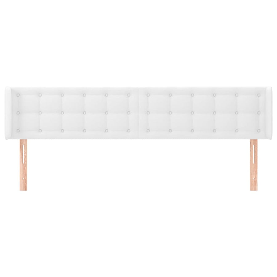 Hoofdbord Met Randen Kunstleer 183 x 16 x 78/88 cm Wit