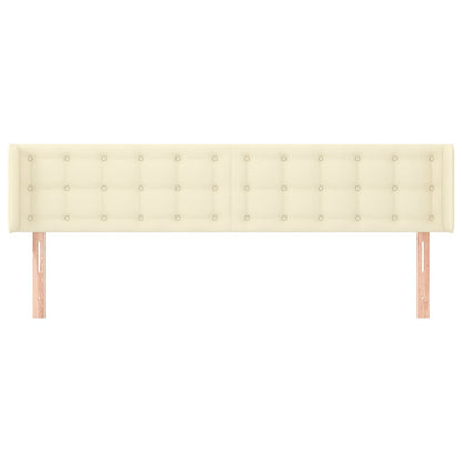 Hoofdbord Met Randen Kunstleer Kleurig 183 x 16 x 78/88 cm Crème
