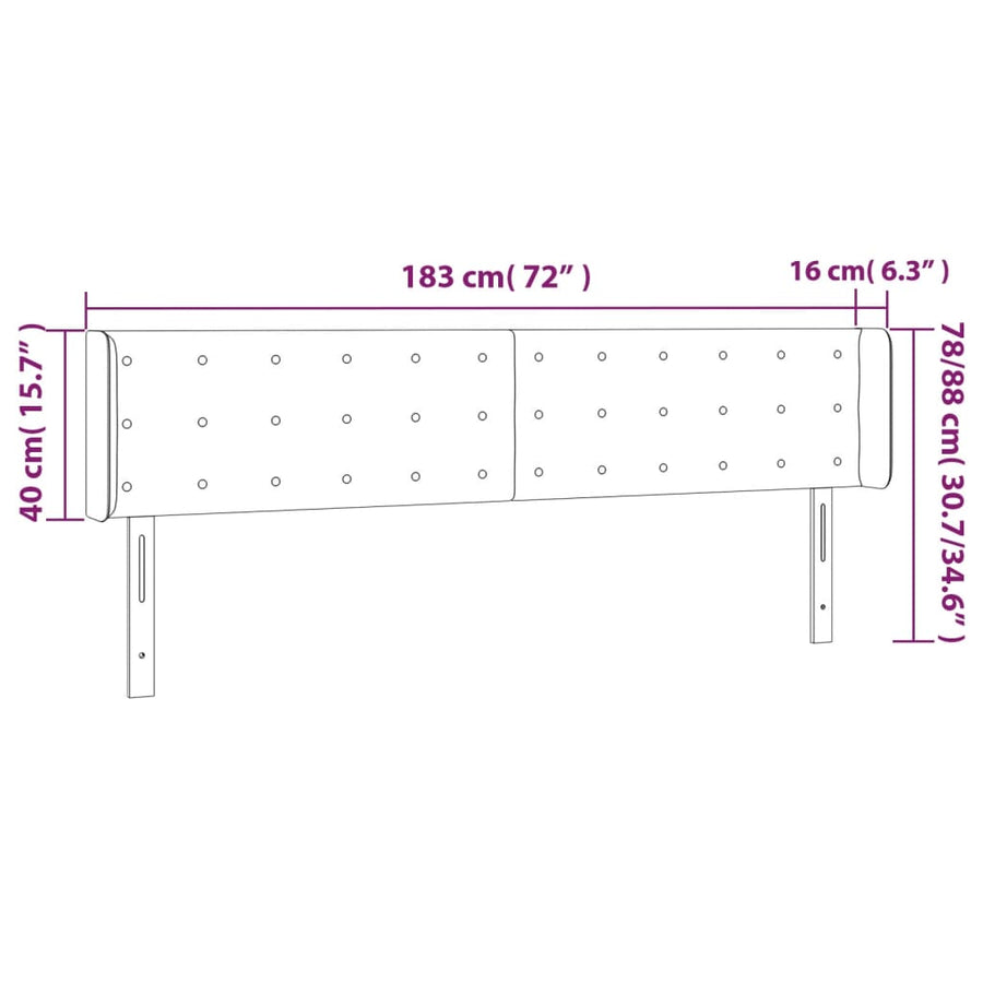 Hoofdbord Met Randen Kunstleer Kleurig 183 x 16 x 78/88 cm Crème