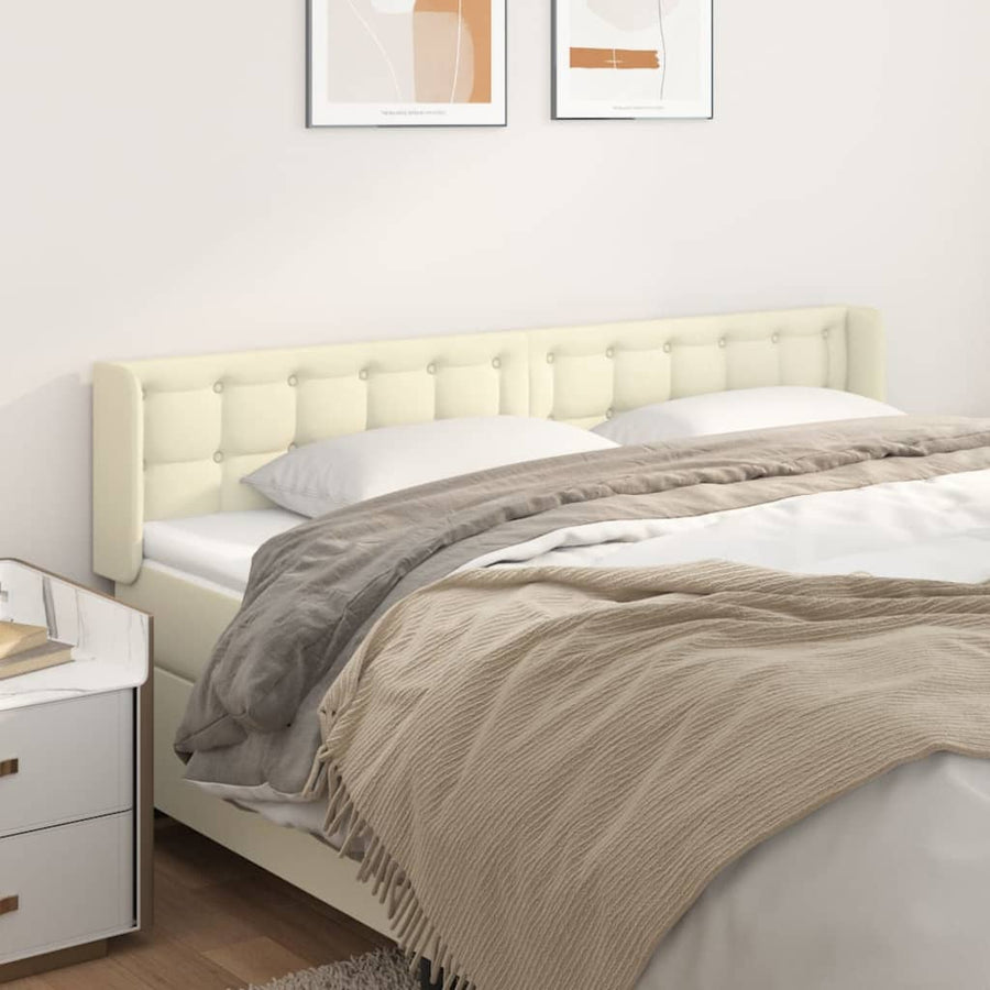 Hoofdbord Met Randen Kunstleer Kleurig 183 x 16 x 78/88 cm Crème