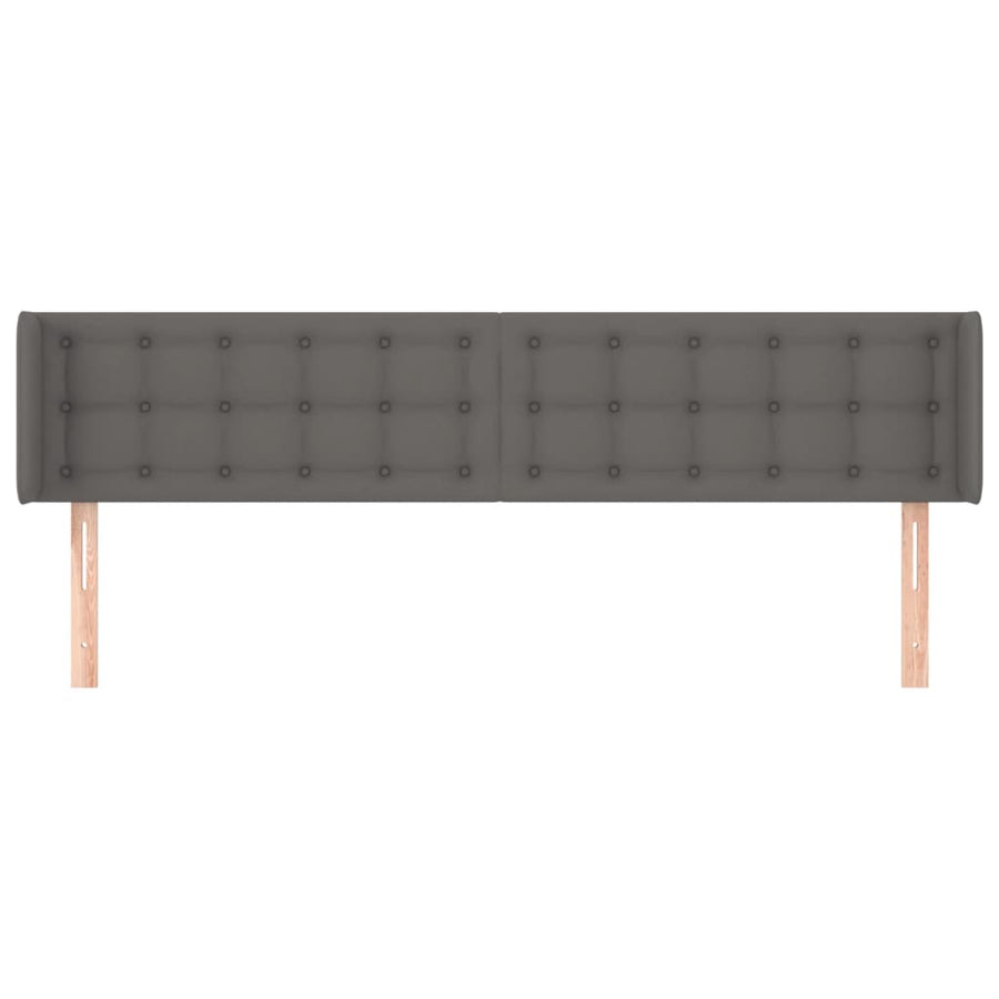 Hoofdbord Met Randen Kunstleer 183 x 16 x 78/88 cm Grijs