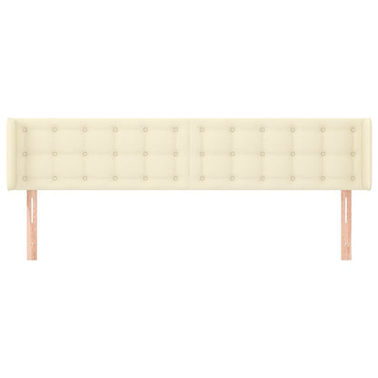 Hoofdbord Met Randen Kunstleer Kleurig 203 x 16 x 78/88 cm Crème
