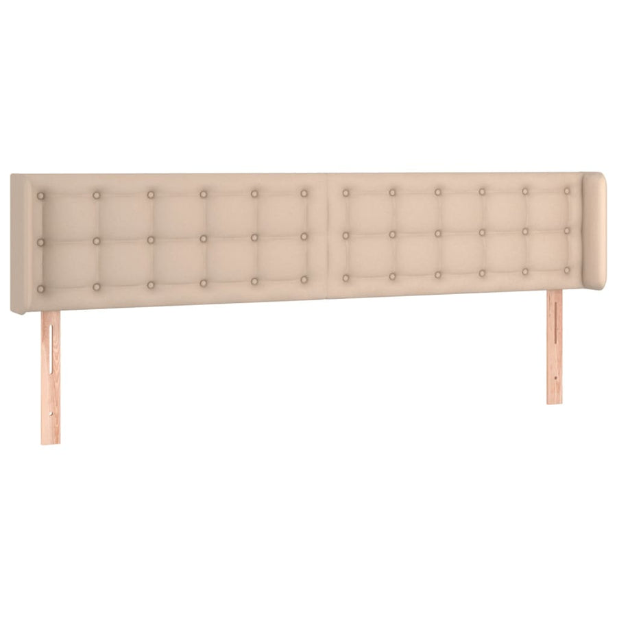 Hoofdbord met randen 203x16x78/88 cm kunstleer cappuccinokleur