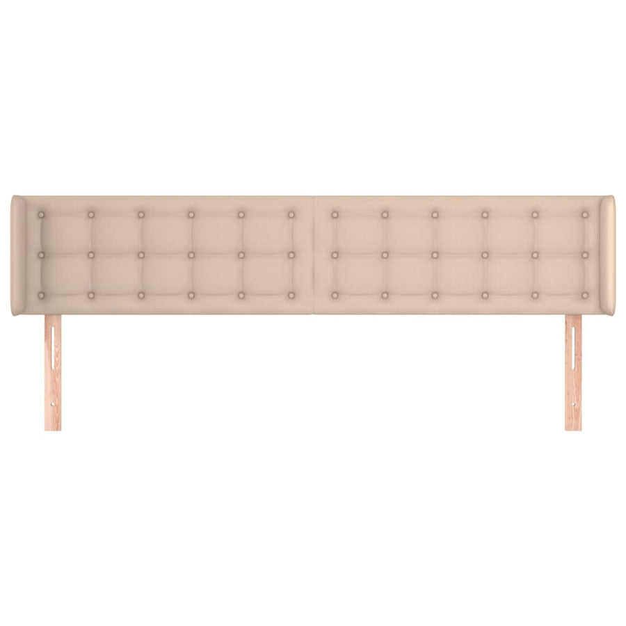 Hoofdbord met randen 203x16x78/88 cm kunstleer cappuccinokleur