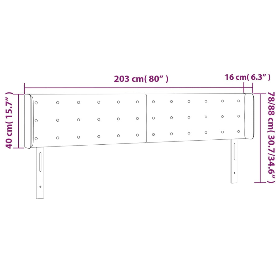 Hoofdbord met randen 203x16x78/88 cm kunstleer cappuccinokleur