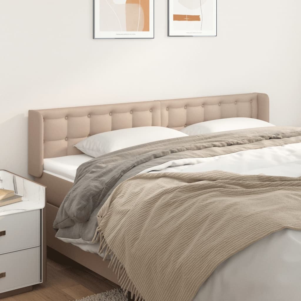 Hoofdbord met randen 203x16x78/88 cm kunstleer cappuccinokleur