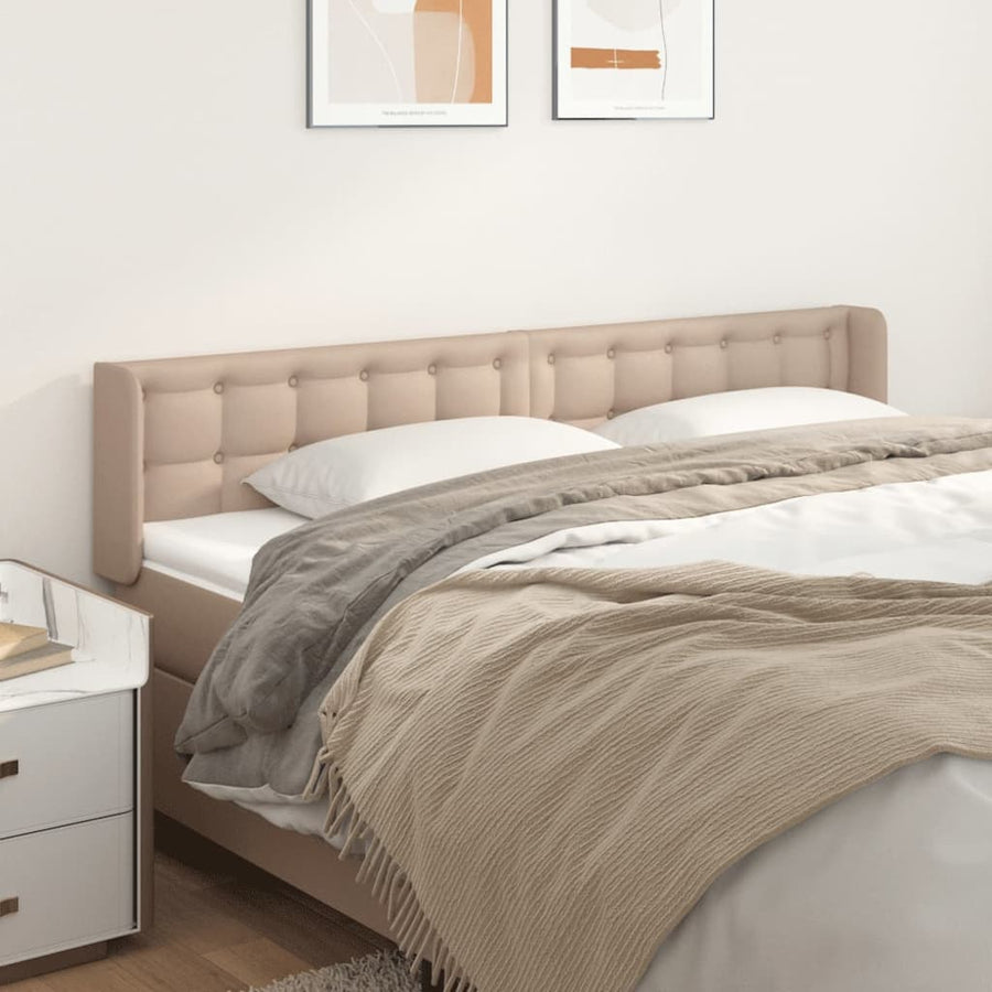 Hoofdbord met randen 203x16x78/88 cm kunstleer cappuccinokleur