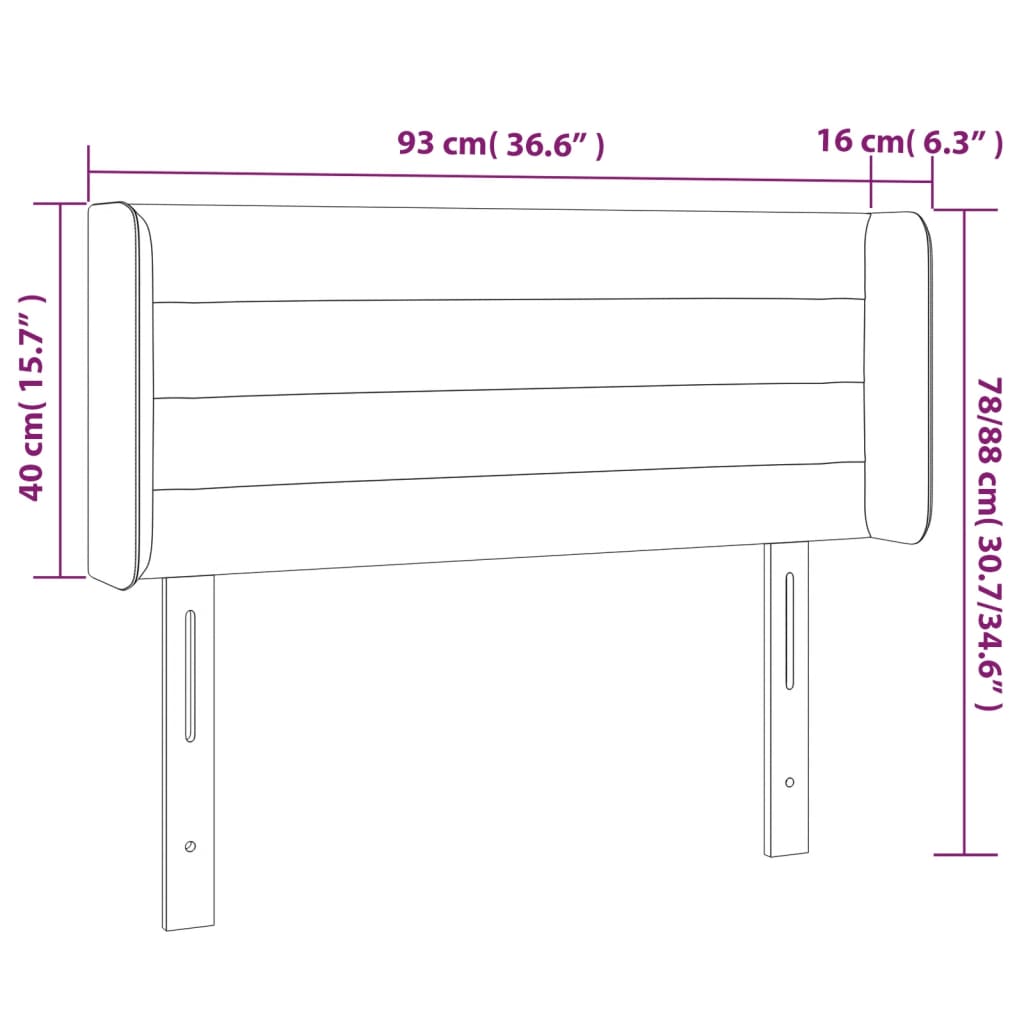 Hoofdbord met randen 93x16x78/88 cm stof donkerbruin
