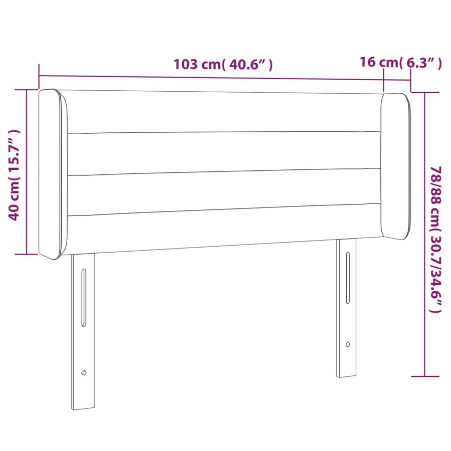 Hoofdbord met randen 103x16x78/88 cm stof crèmekleurig 103 x 16 x 78/88 cm Crème