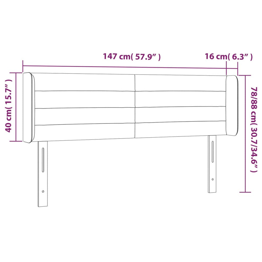 Hoofdbord met randen 147x16x78/88 cm stof donkerbruin 147 x 16 x 78/88 cm Donkerbruin
