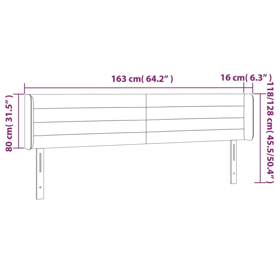 Hoofdbord Met Randen Stof 163 x 16 x 78/88 cm Blauw