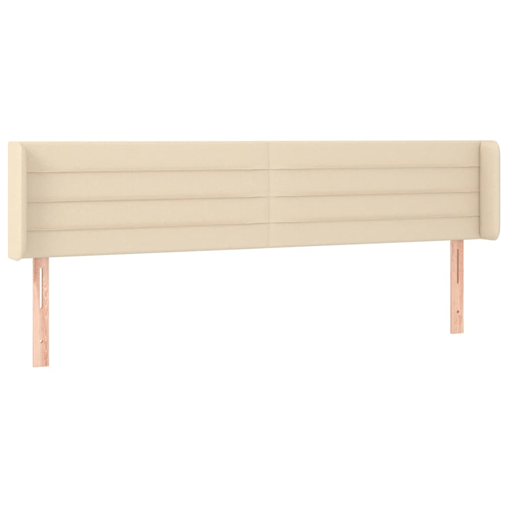 Hoofdbord met randen 203x16x78/88 cm stof crèmekleurig