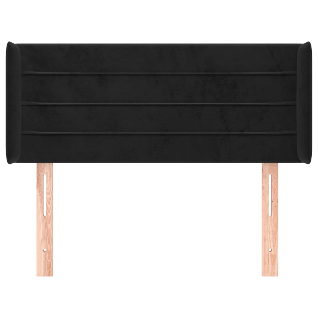 Hoofdbord met randen 83x16x78/88 cm fluweel zwart 83 x 16 x 78/88 cm Zwart