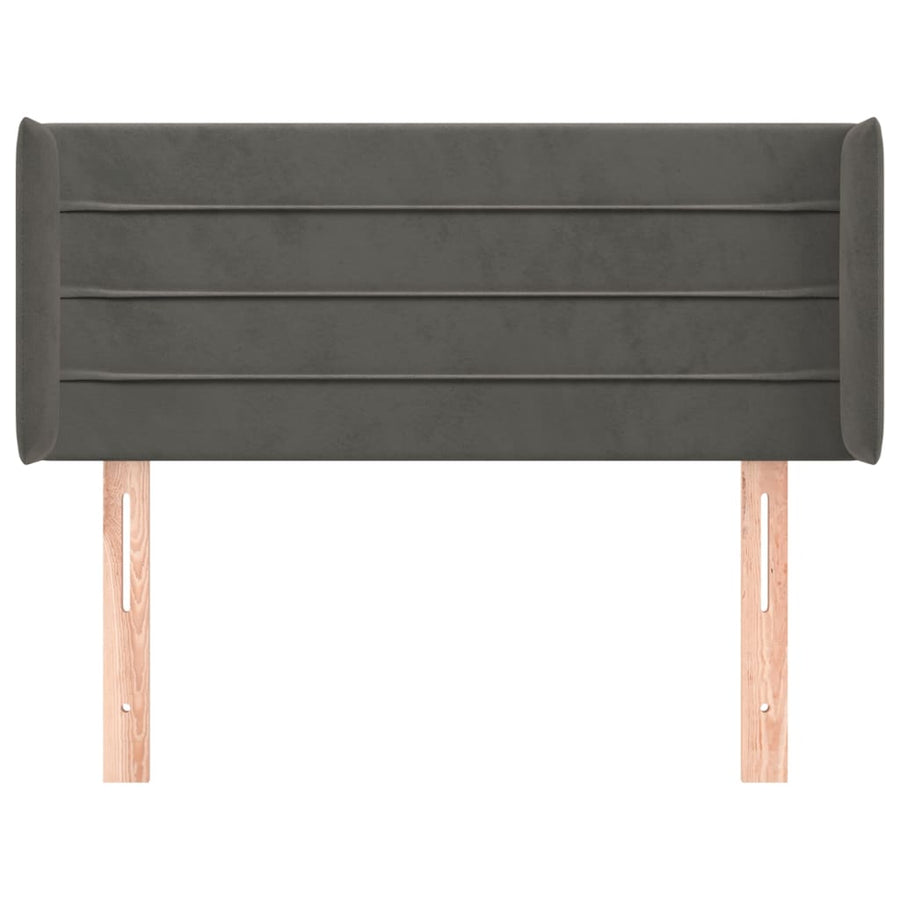 Hoofdbord Met Randen 93X16X78/88 Cm Fluweel Donkergrijs