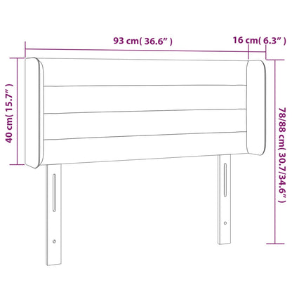 Hoofdbord Met Randen 93X16X78/88 Cm Fluweel Zwart