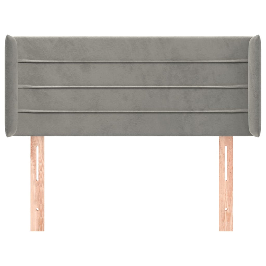 Hoofdbord Met Randen 103X16X78/88 Cm Fluweel Lichtgrijs