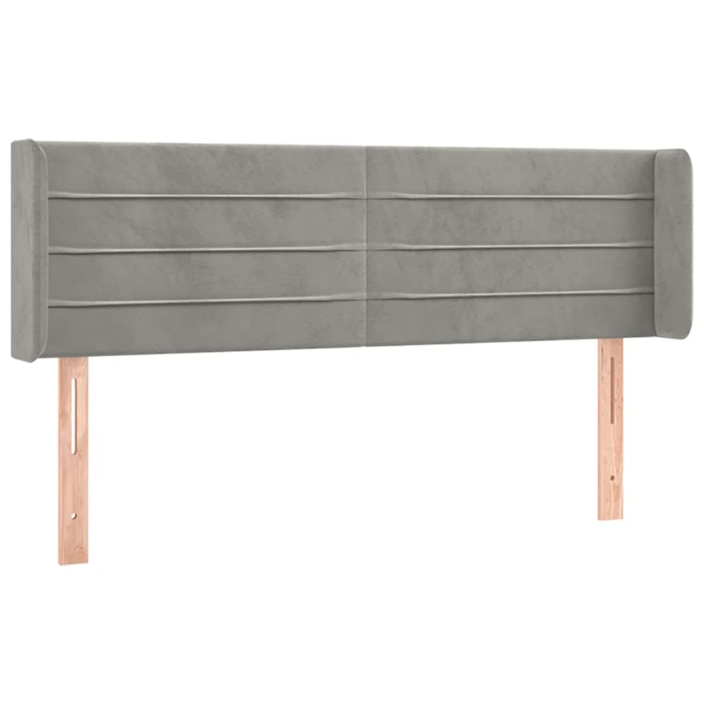 Hoofdbord Met Randen 147X16X78/88 Cm Fluweel Lichtgrijs