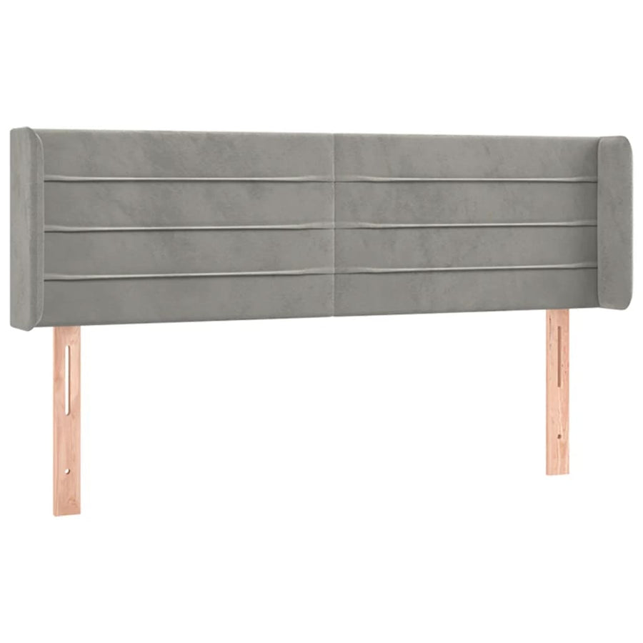 Hoofdbord Met Randen 147X16X78/88 Cm Fluweel Lichtgrijs